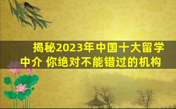 揭秘2023年中国十大留学中介 你绝对不能错过的机构